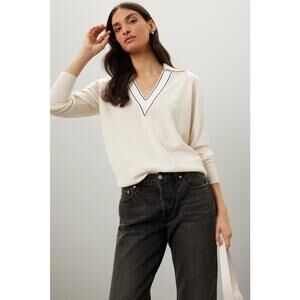 Sandro Off-White Alizia Sweater Size 2 with Fabric Pull